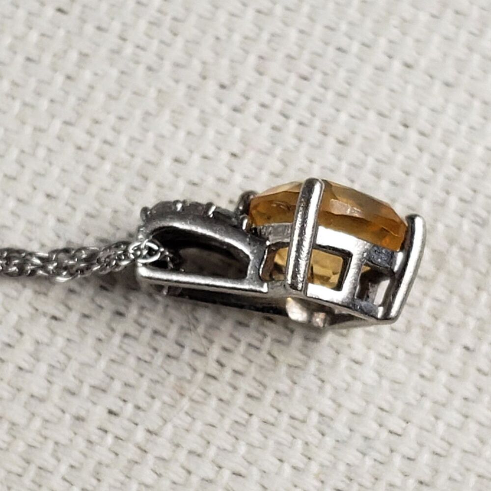 Citriine (6mm) Cushion and 6 Spinel (2mm) Pendant 925 with 18in Necklace Chain - Picture 14 of 16